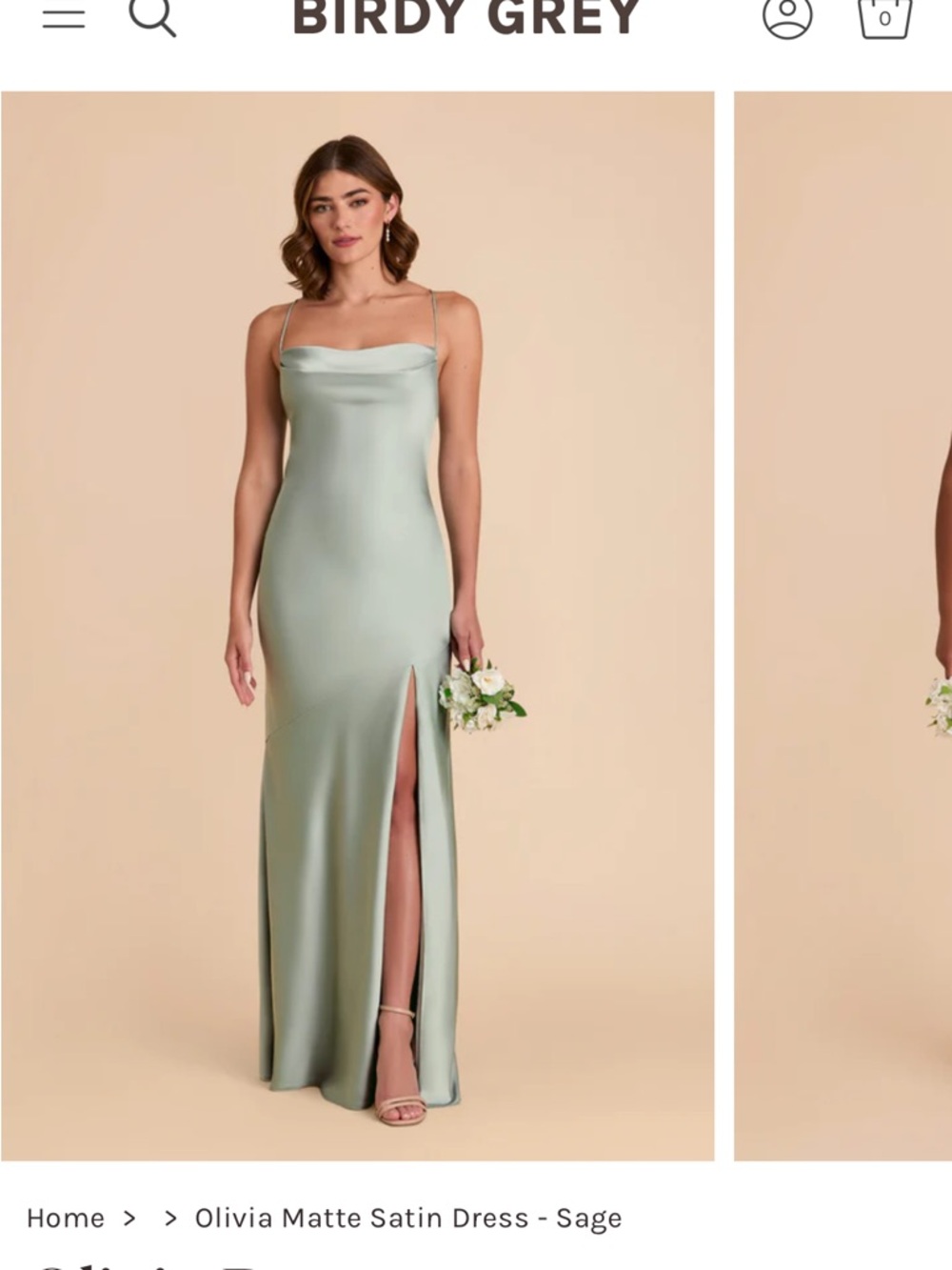 Birdy Grey Matte Satin Sage Olivia Dress